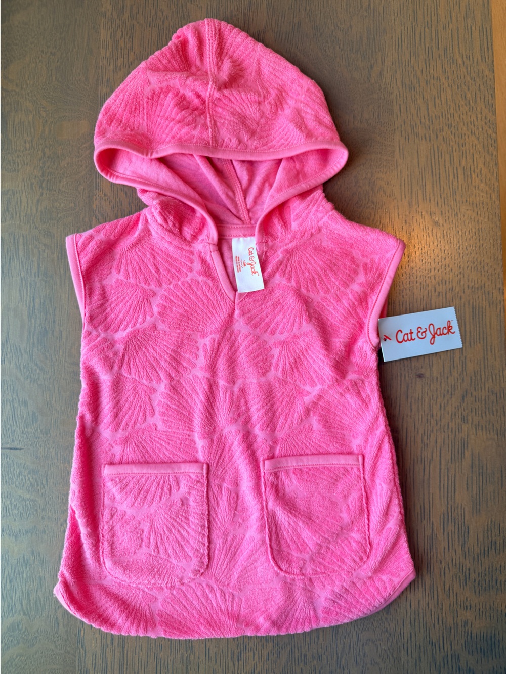 Cat & Jack Seashell Embossed Pink Swim Cover Up Dress - Size 12M - NWT